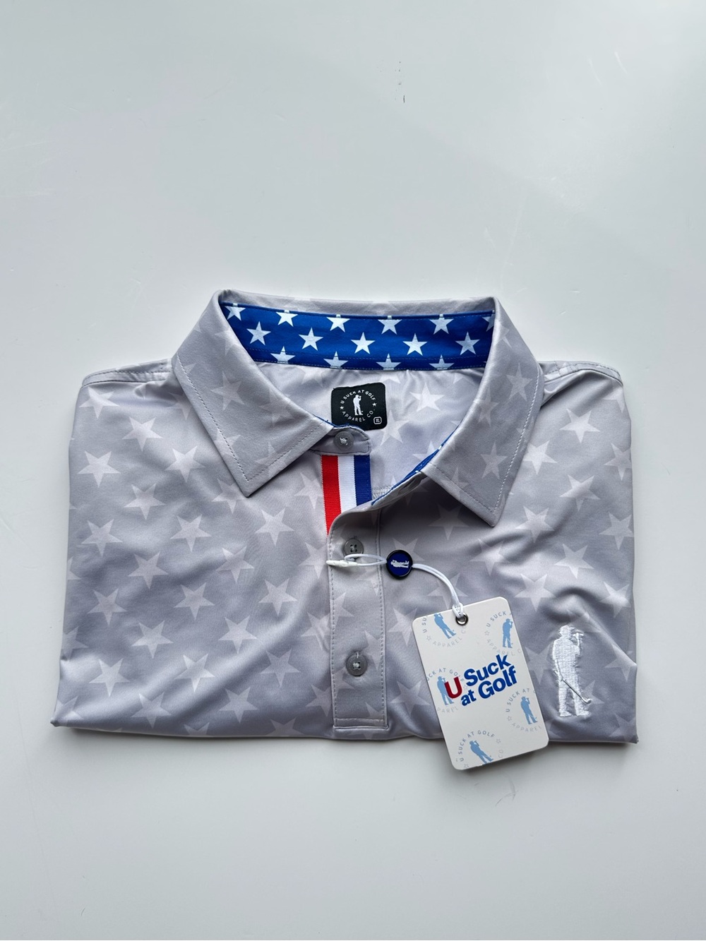 U Suck At Golf Men’s Patriotic USA Golf Polo - XL